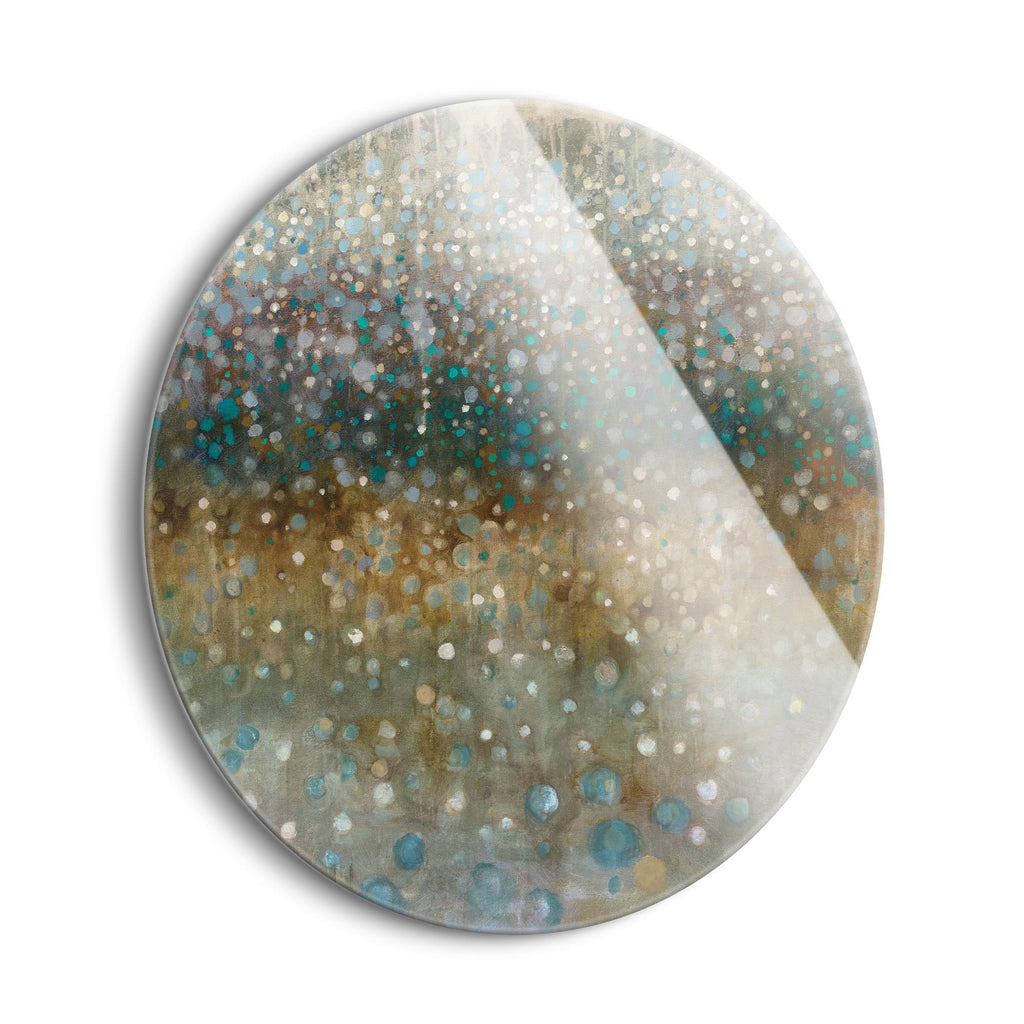 Abstract Rain  | 24x24 Circle | Glass Plaque