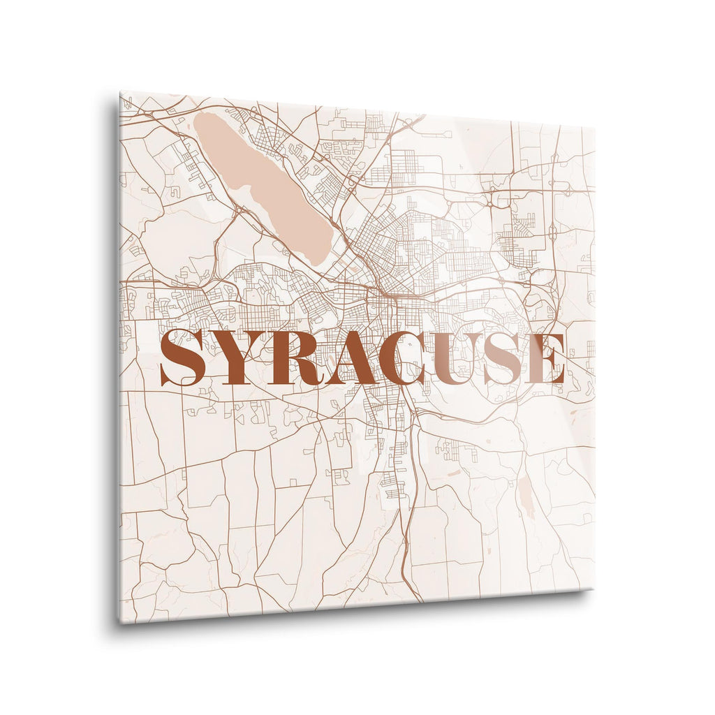 Modern Minimalist New York Syracuse Map | 12x12 | Glass Plaque