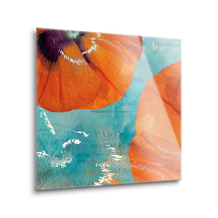 Poppies in the Sky II  | 12x12 | Glass Plaque