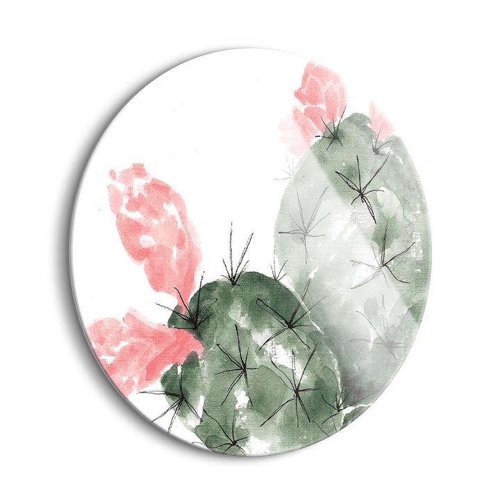 Prickly Bloom I  | 24x24 Circle | Glass Plaque