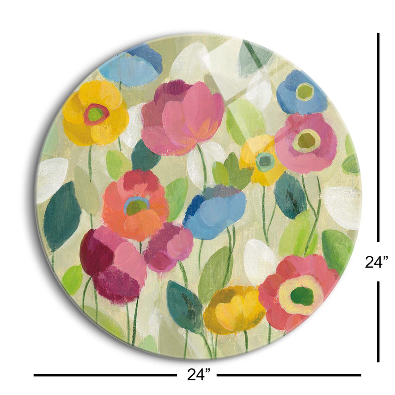Fairy Tale Flowers I | 24x24 Circle | Glass Plaque