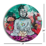 Bold Buddha  | 24x24 Circle | Glass Plaque