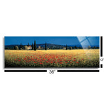 Tuscan Panorama - Poppies  | 12x36 | Glass Plaque