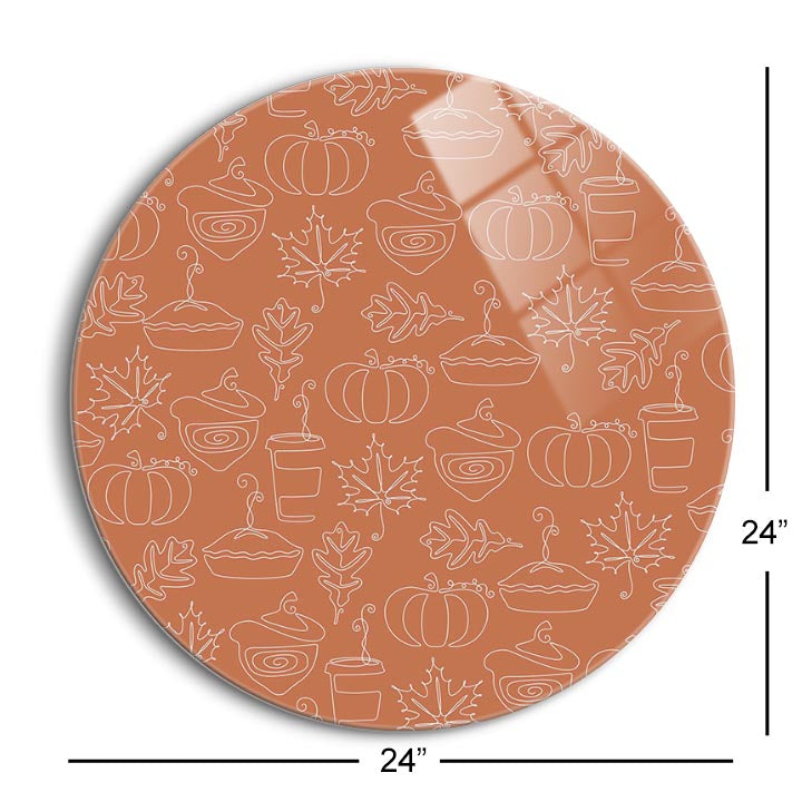 Fall Single Line Pattern 1  | 24x24 Circle | Glass Plaque