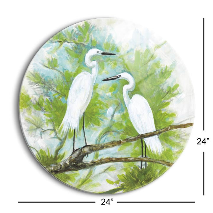 Herons  | 24x24 Circle | Glass Plaque