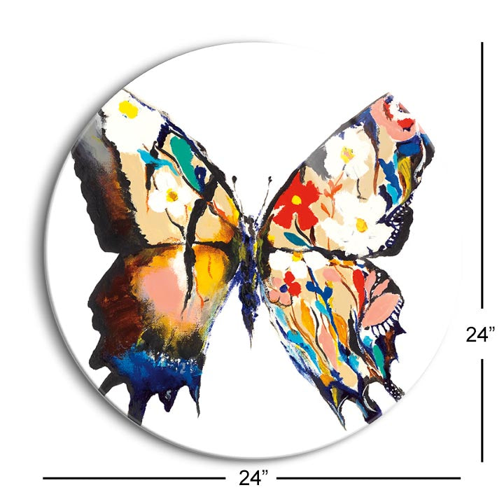 Papillon Daisy  | 24x24 Circle | Glass Plaque