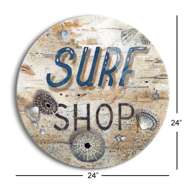 Surf Shop  | 24x24 Circle | Glass Plaque