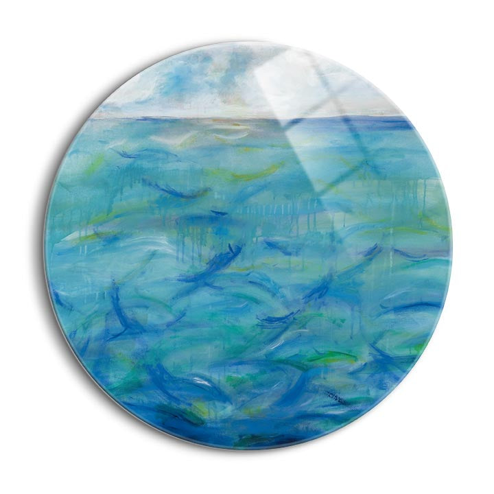Deep Blue  | 24x24 Circle | Glass Plaque