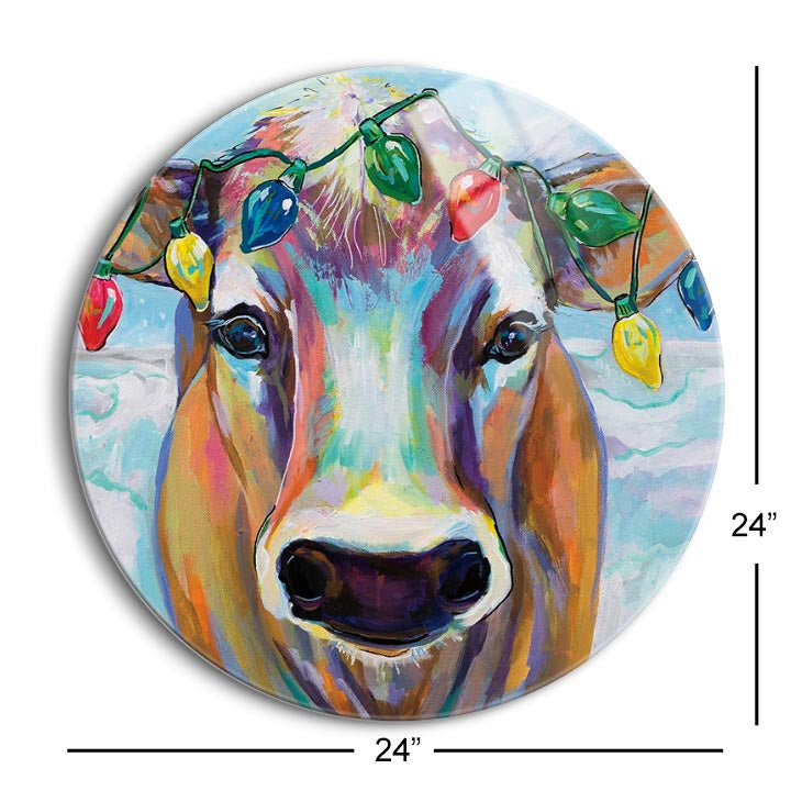 Holiday Beau  | 24x24 Circle | Glass Plaque