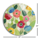 Fairy Tale Flowers IV | 24x24 Circle | Glass Plaque