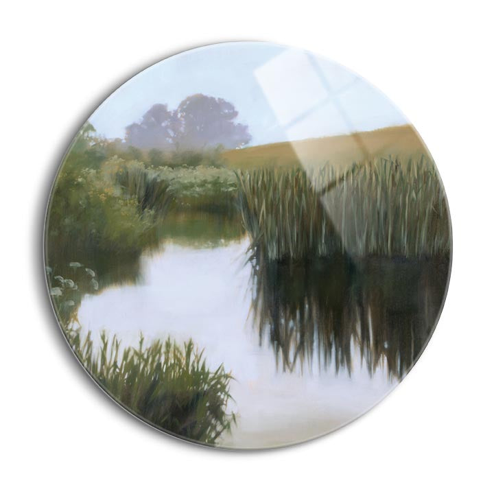 Morning Creekside  | 24x24 Circle | Glass Plaque