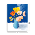 Poppies on Blue  | 12x16 | Glass Plaque