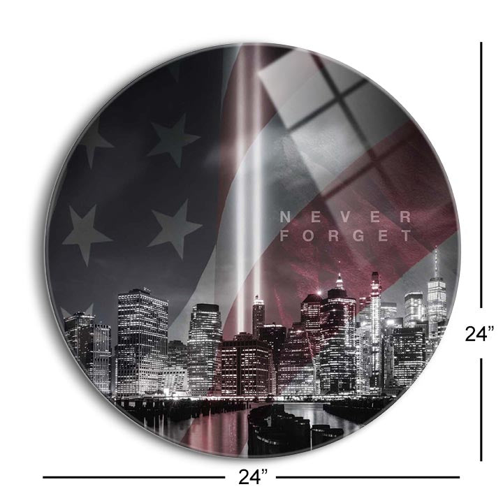 9/11 Memorial 5 (1-1)  | 24x24 Circle | Glass Plaque