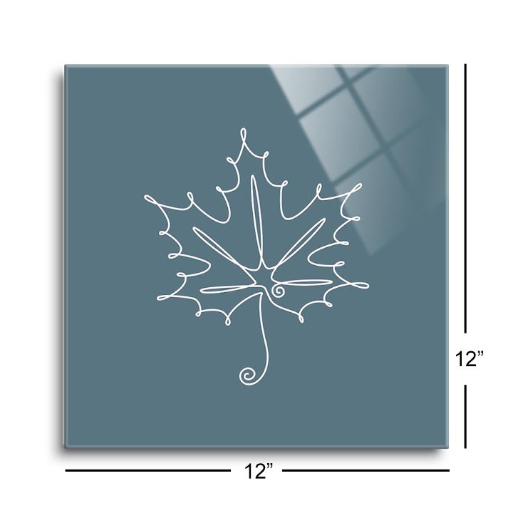 Fall Single Line Maple Leaf 2  | 12x12 | Glass Plaque