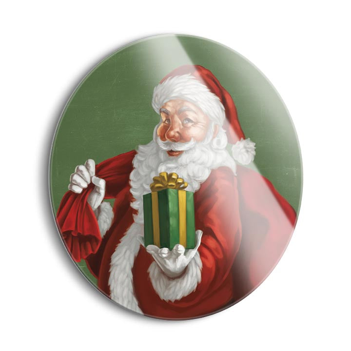 Holiday Santa I  | 24x24 Circle | Glass Plaque