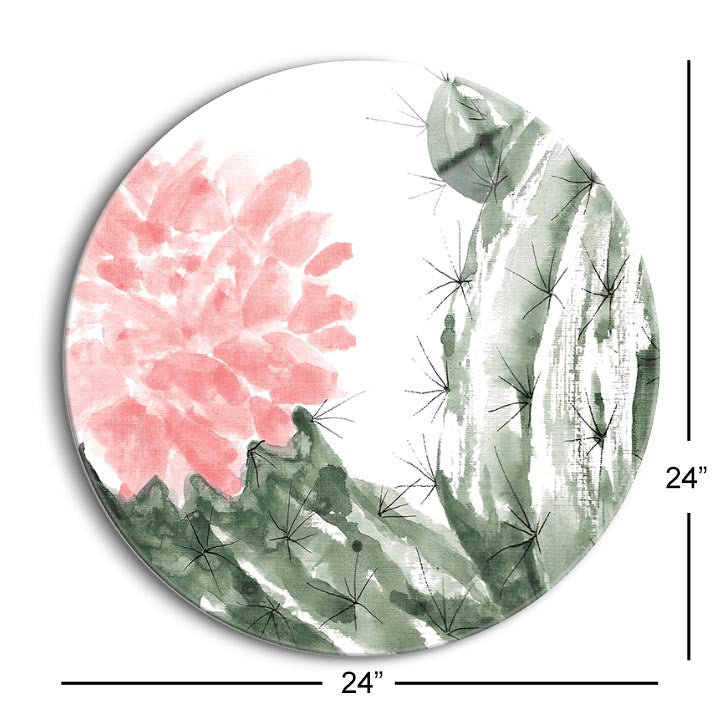Prickly Bloom II  | 24x24 Circle | Glass Plaque