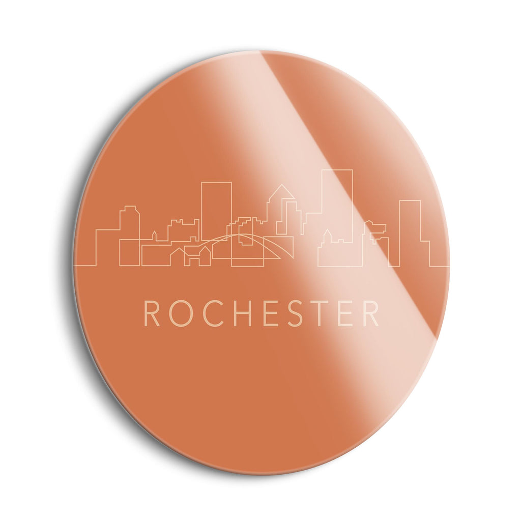 Modern Minimalistic New York Rochester Skyline  | 24x24 Circle | Glass Plaque