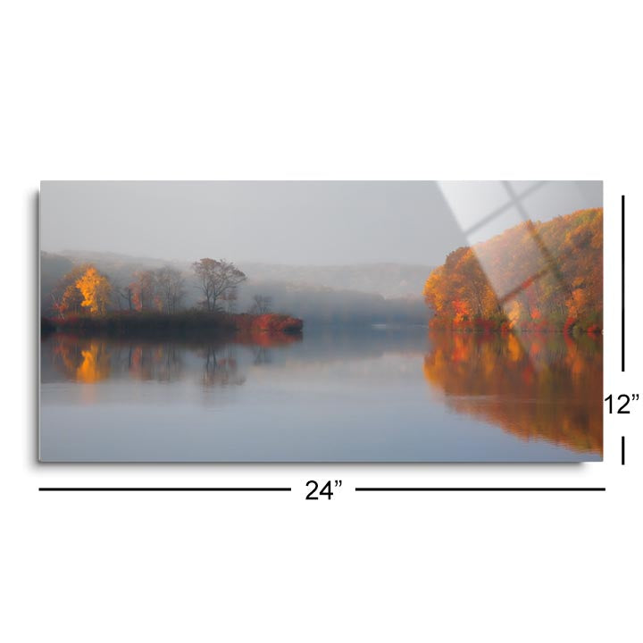 Early Fall Morning at the Lake  | 12x24 | Glass Plaque
