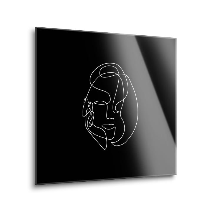 Simple Face Line Drawing 2  | 12x12 | Glass Plaque
