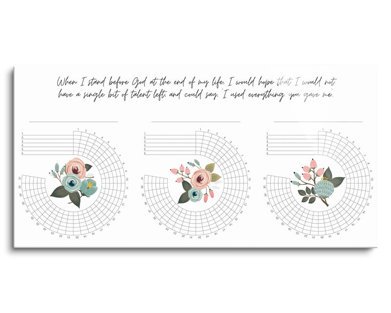 Habit Tracker |Flower When I Stand Before God | 18x36 | Glass Plaque