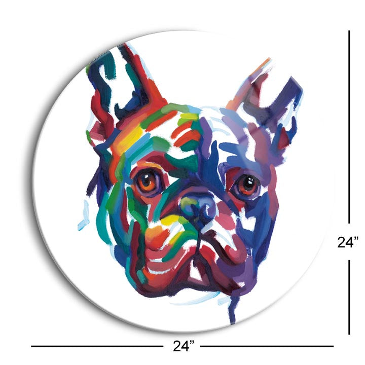 Frenchie  | 24x24 Circle | Glass Plaque