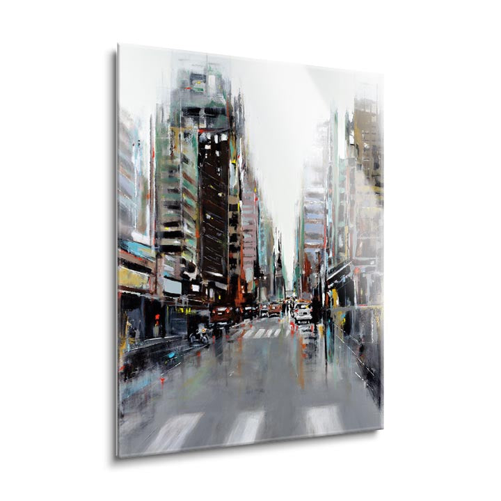 Bustling City  | 24x36 | Glass Plaque