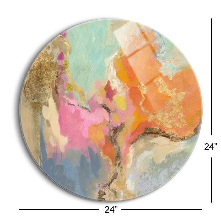 Tangerine Gold Mid Mod  | 24x24 Circle | Glass Plaque