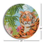 Tiger at Rest Crop  | 24x24 Circle | Glass Plaque