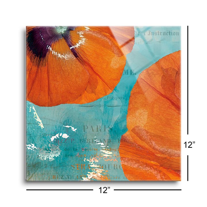 Poppies in the Sky II  | 12x12 | Glass Plaque