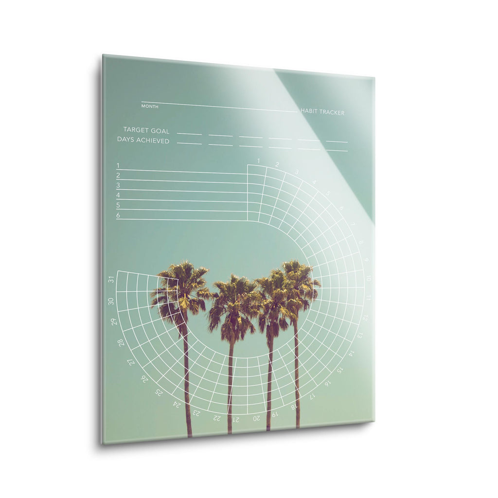Habit Tracker | Simple Palm Trees | 12x16 | Glass Plaque