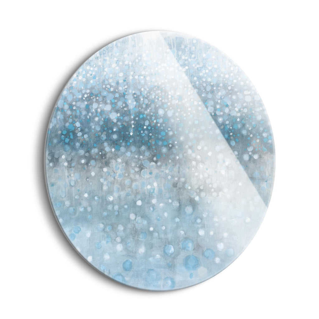 Abstract Rain Slate Blue  | 24x24 Circle | Glass Plaque