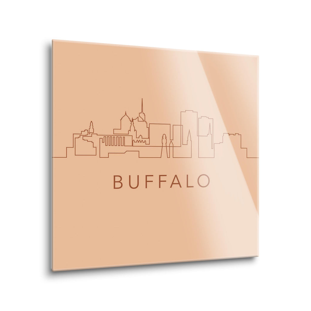 Modern Minimalistic New York Buffalo Skyline | 12x12 | Glass Plaque