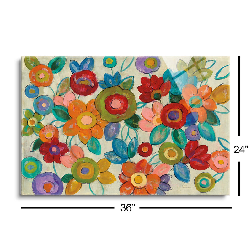 Decorative Flowers | 24x36 | Glass Plaque