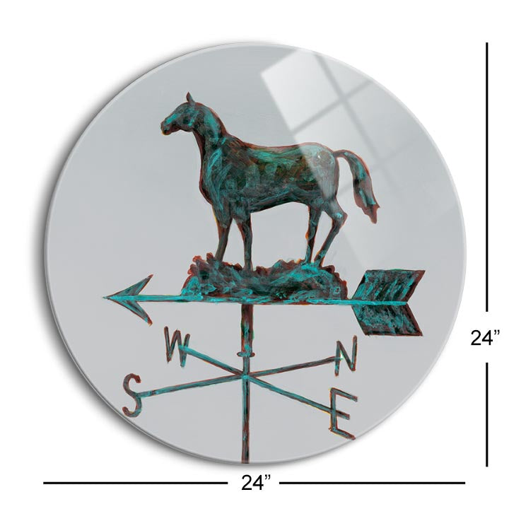 Rural Relic Horse  | 24x24 Circle | Glass Plaque