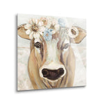 Beau with Flowers Neutral | 24x24 | Glass Plaque