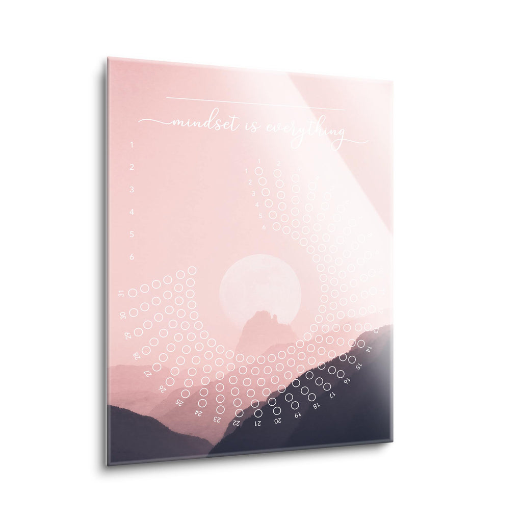 Habit Tracker | Pink Moon | 12x16 | Glass Plaque