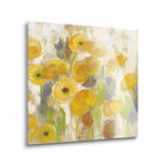Floating Yellow Flowers V | 24x24 | Glass Plaque
