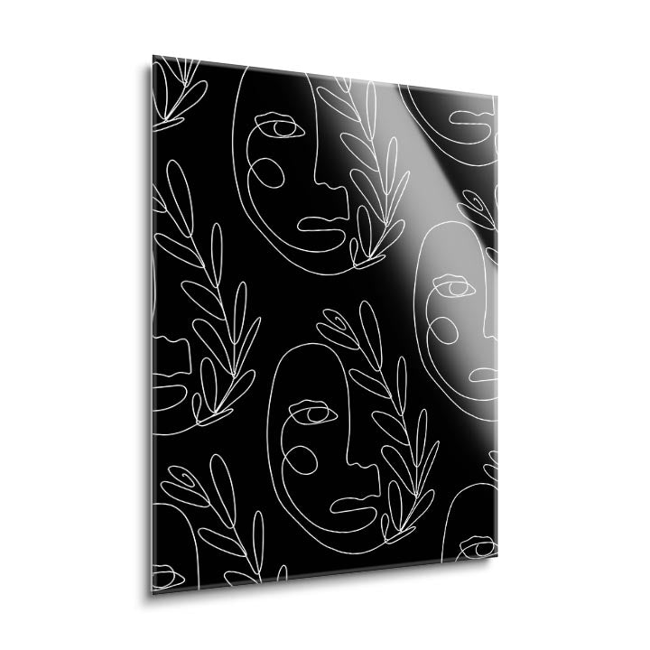 Simple Line Face Pattern  | 24x36 | Glass Plaque