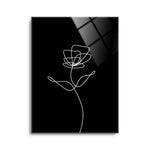 Simple Flower Line Drawing  | 12x16 | Glass Plaque