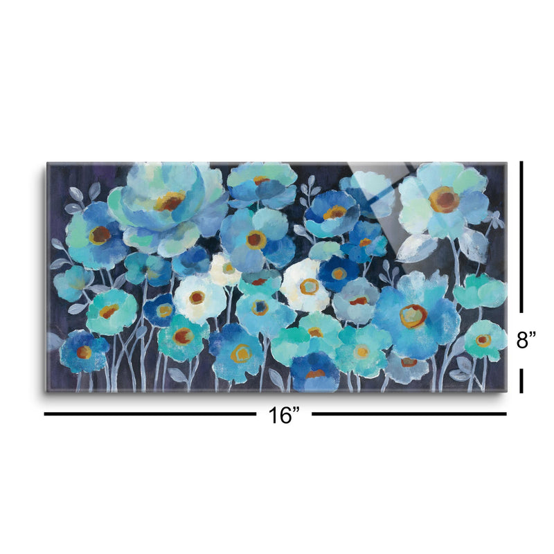 Indigo Flowers | 8x16 | Glass Plaque