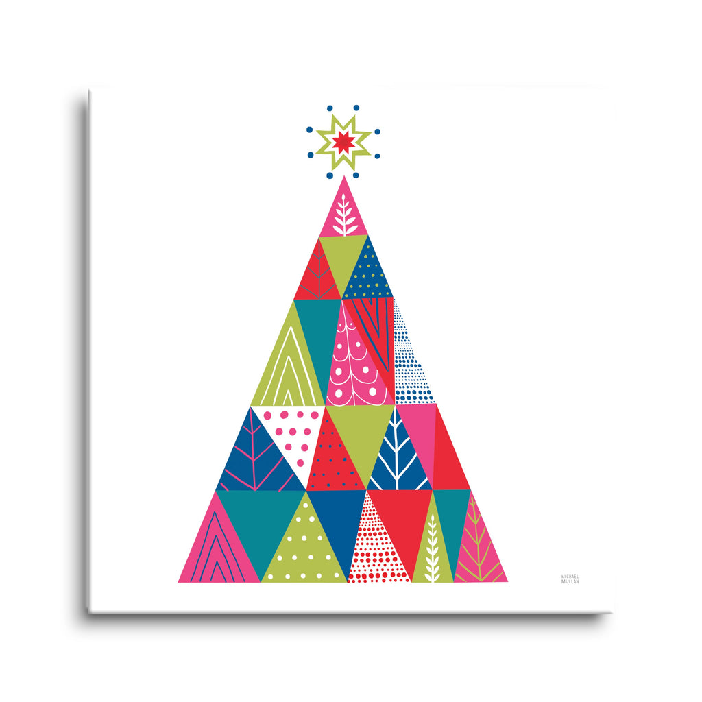 Geometric Holiday Trees I Bright | 8x8 | Glass Plaque
