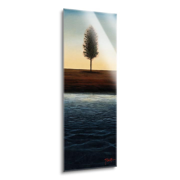 Across the Water I (Blue Landscape)  | 12x36 | Glass Plaque
