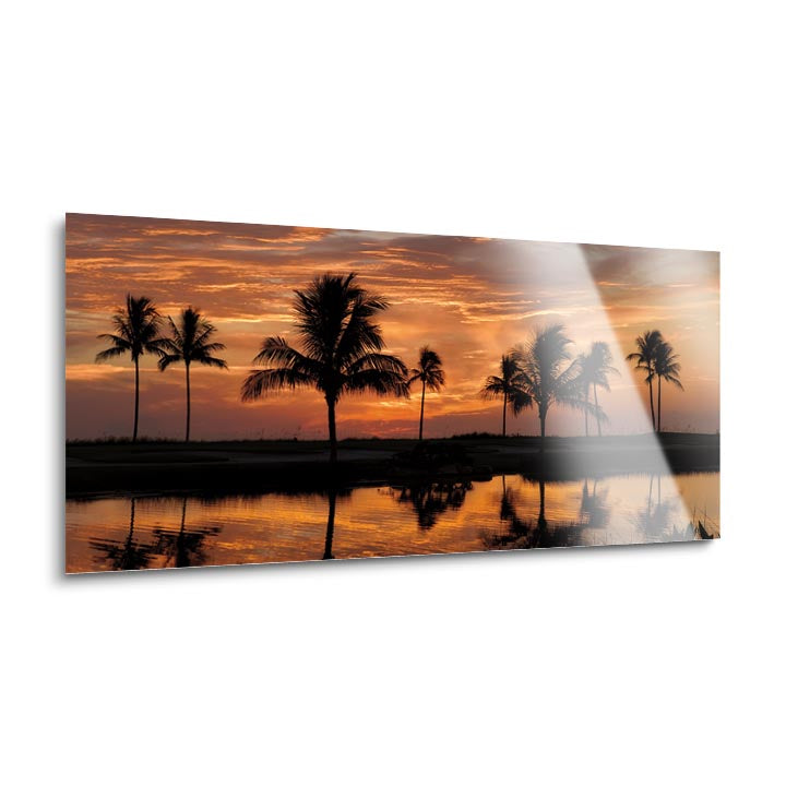Tropical Sunsets II  | 12x24 | Glass Plaque