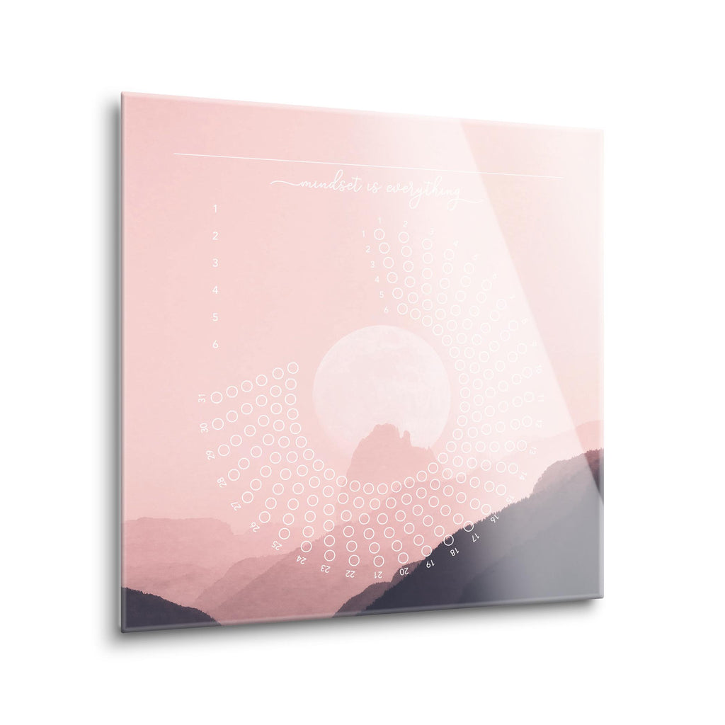 Habit Tracker | Pink Moon | 12x12 | Glass Plaque