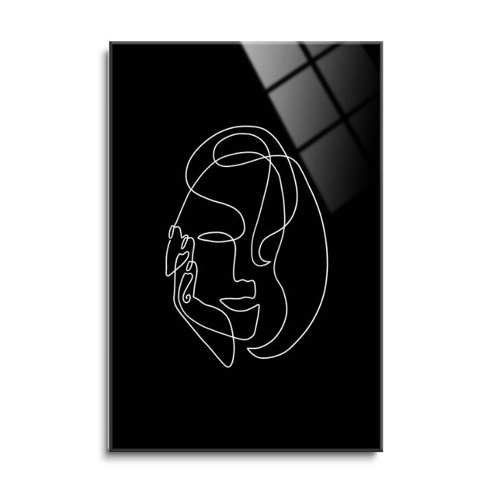 Simple Face Line Drawing 2  | 24x36 | Glass Plaque