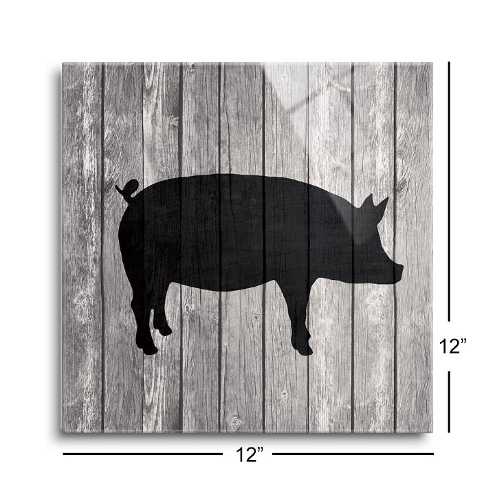 Barn Pig  | 12x12 | Glass Plaque