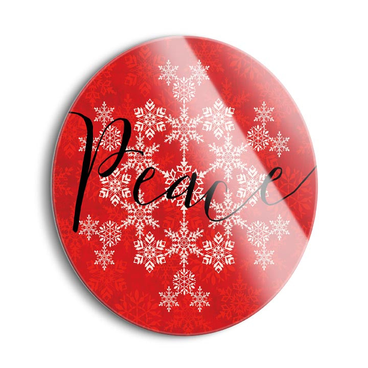 Holiday Charms III Red  | 24x24 Circle | Glass Plaque