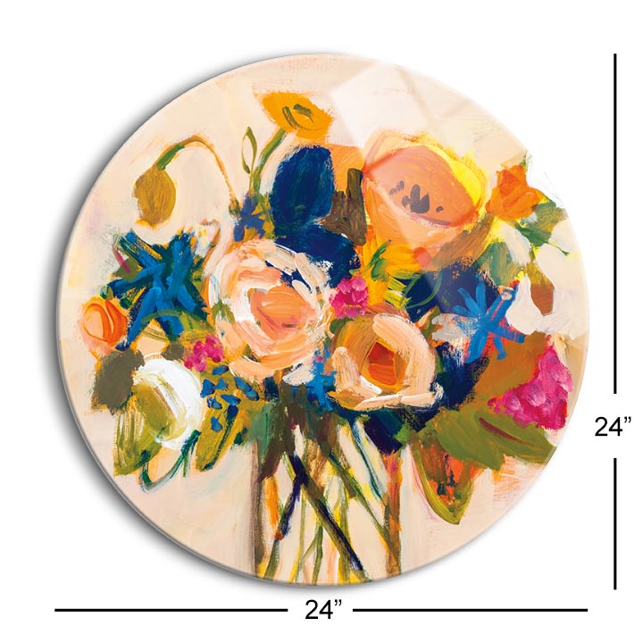 Boho Blooms  | 24x24 Circle | Glass Plaque