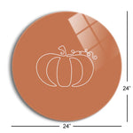 Fall Single Line Pumpkin 2  | 24x24 Circle | Glass Plaque