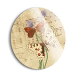 Vintage Red Butterfly  | 24x24 Circle | Glass Plaque